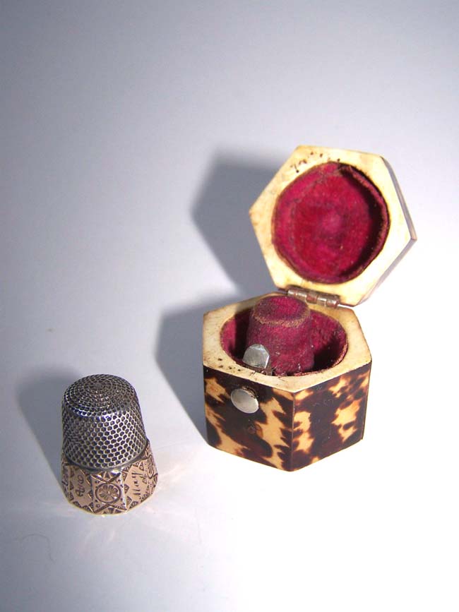 A Charming Antique Tortoiseshell Thimble Box circa 1830